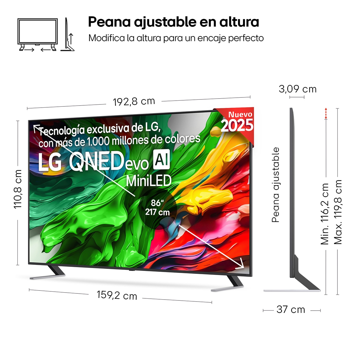 TV QNED evo MiniLED AI 217cm (86") LG 86QNED85A6C, 4K Smart TV Negro-2