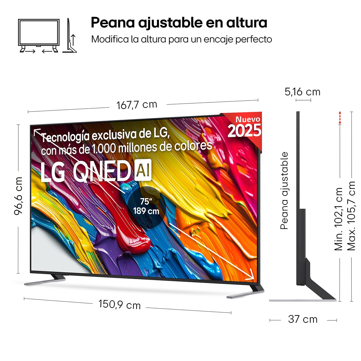 TV QNED AI 189cm (75") LG 75QNED84A6C, 4K Smart TV Negro-2