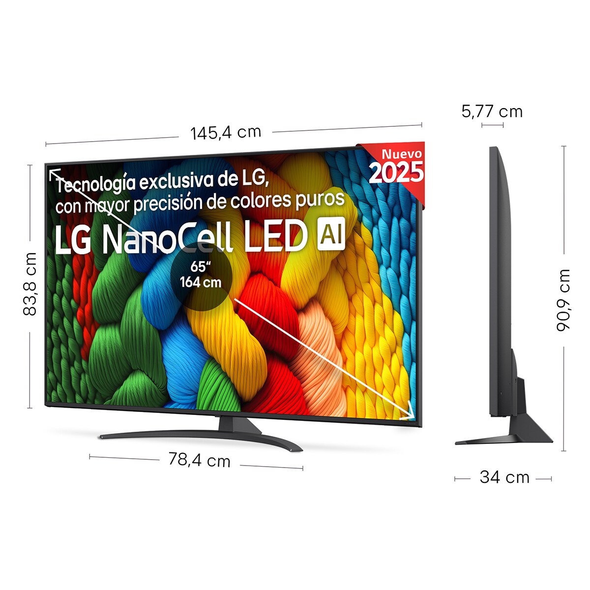 TV LED NanoCell AI 164cm (65") LG 65NANO81A6A, 4K Smart TV Negro-2