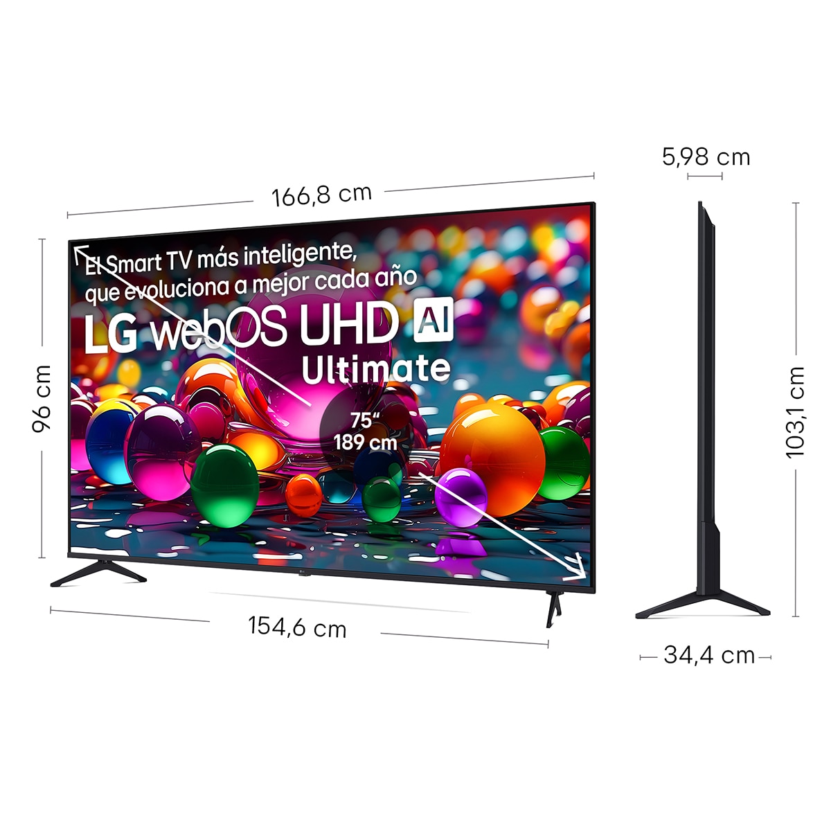 TV LED 189cm (75") LG UHD Ultimate AI 75UA75006LA, 4K Smart TV Negro-2