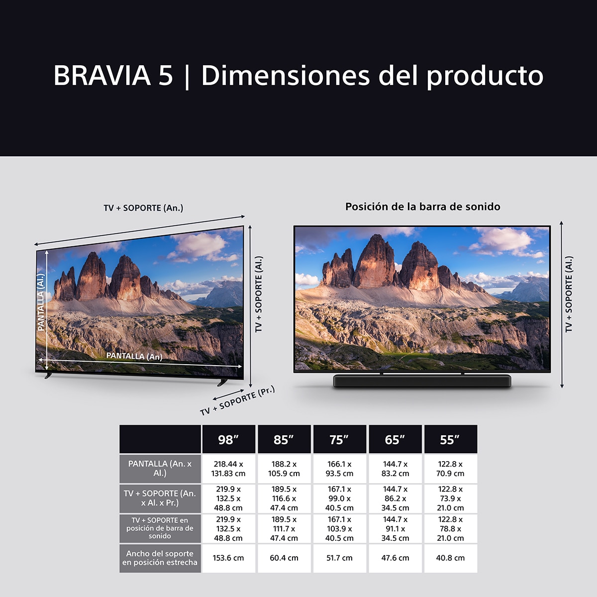 TV 98" Sony BRAVIA 5 K98XR55BP Mini LED, 4K HDR, Google TV, Smart TV, Procesador AI XR, Acoustic MultiAudio. Dolby Vision, Dolby Atmos, Game Menu 13
