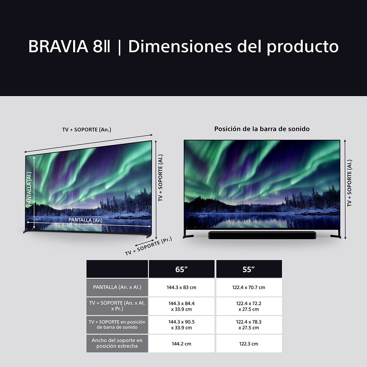 TV 65" Sony BRAVIA 8 II K65XR8M25BP OLED, 4K HDR, 120Hz, Google TV, Smart TV, Procesador AI XR, Acoustic Surface Audio, Dolby Vision, Dolby Atmos 12