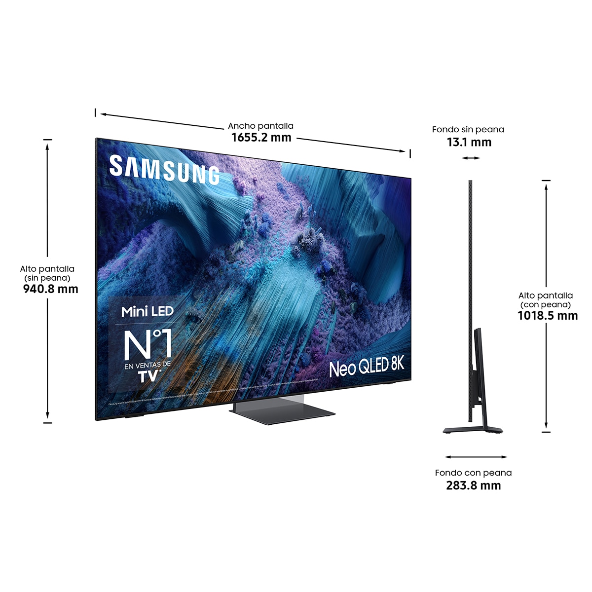 TV Neo QLED MiniLED 190,5cm (75") Samsung TQ75QN990FTXXC 8K MiniLED Vision AI Smart TV Negro-2