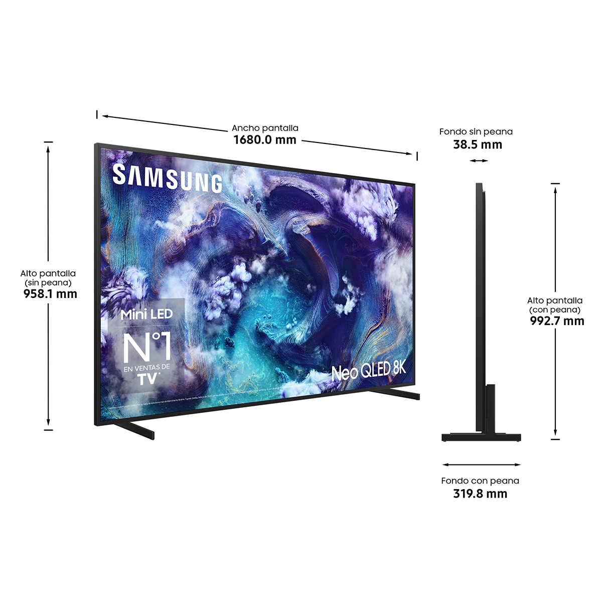 TV Neo QLED MiniLED 189cm (75") Samsung TQ75QN900FTXXC 8K MiniLED Vision AI Smart TV Negro-2