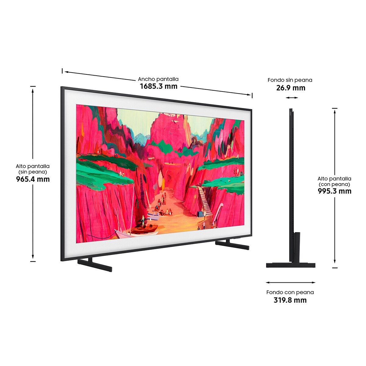 TV Neo QLED Mini LED 189 cm (75") Samsung The Frame Pro TQ75LS03FWUXXC 4K Smart TV, Soporte incluido Negro-2