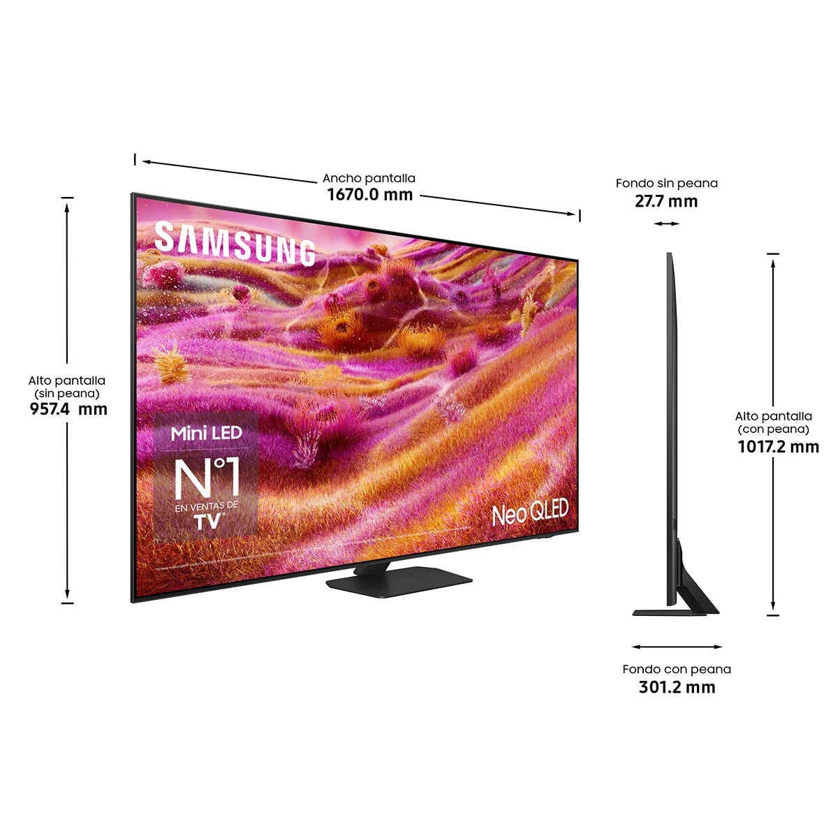 TV Neo QLED MiniLED 189cm (75") Samsung TQ75QN90FATXXC 4K MiniLED Vision AI Smart TV Negro-2