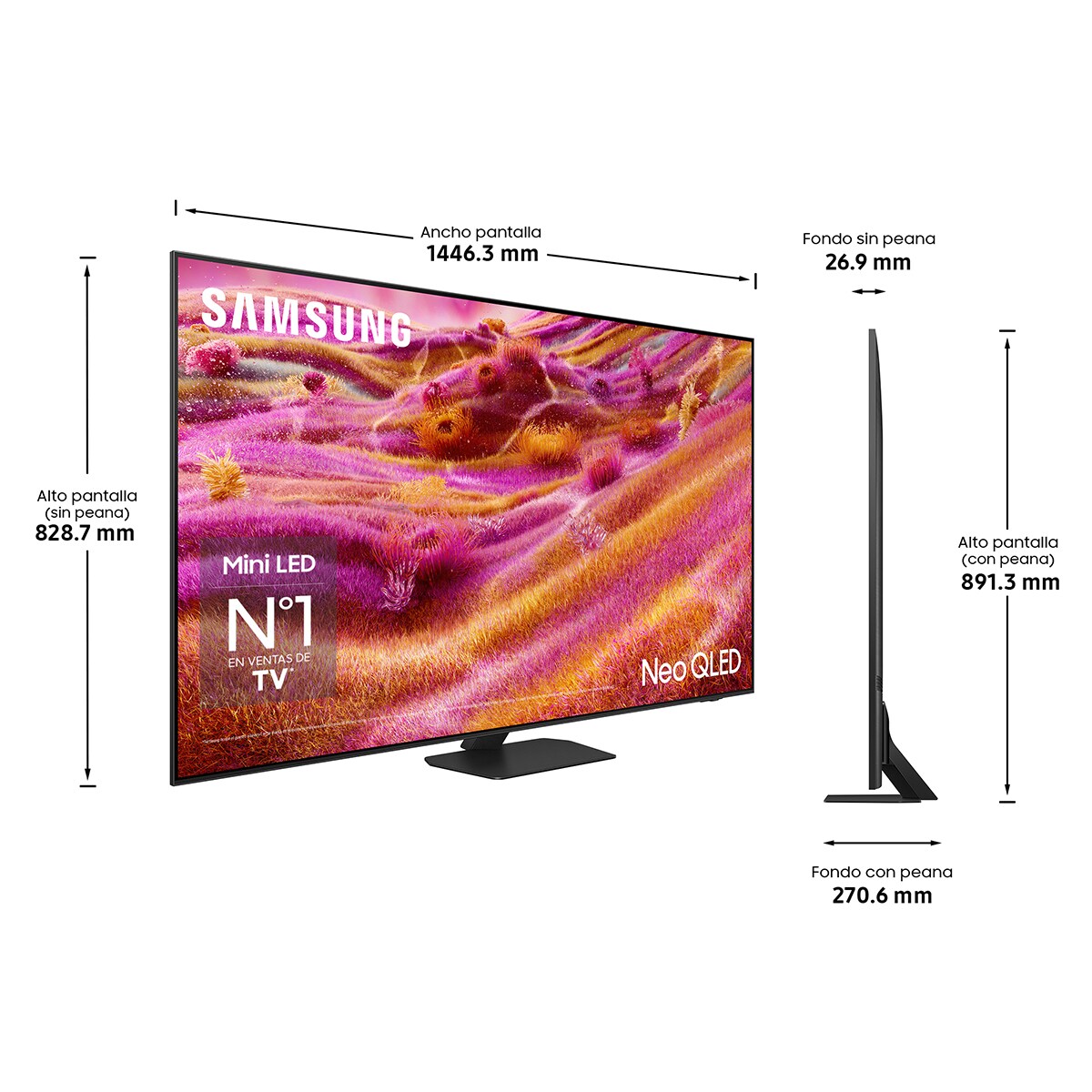 TV Neo QLED MiniLED 163cm (65") Samsung TQ65QN90FATXXC 4K MiniLED Vision AI Smart TV Negro-2