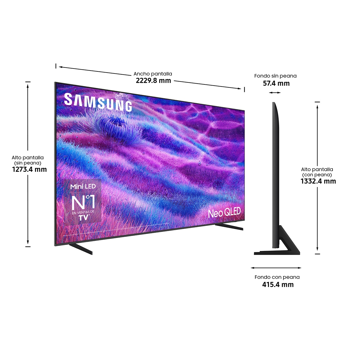 TV Neo QLED Mini LED 254cm (100") Samsung TQ100QN80FUXXC 4K Mini LED Vision AI Smart TV Plata-2