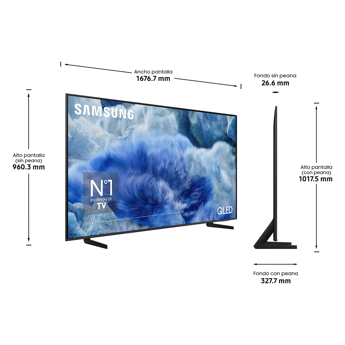 TV QLED 189cm (75") Samsung TQ75Q8FAAUXXC 4K Vision AI Quantum dot Smart TV Gris-2