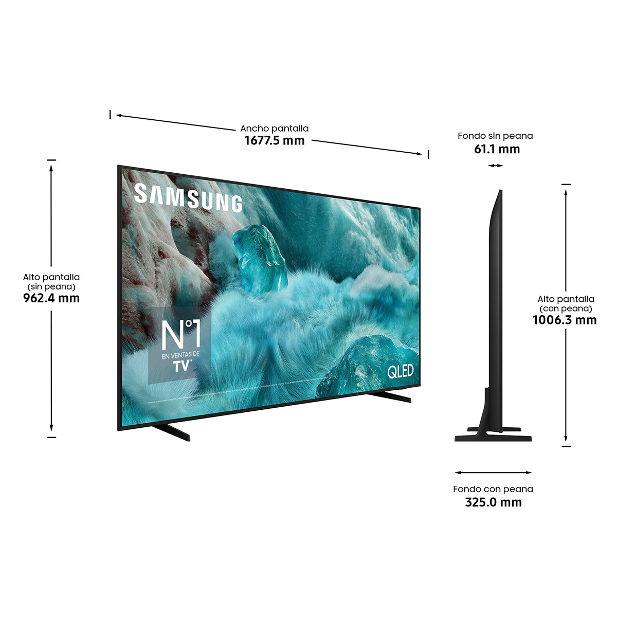 TV QLED 189cm (75") Samsung TQ75Q7FAAUXXC 4K Vision AI Quantum dot Smart TV Negro-2