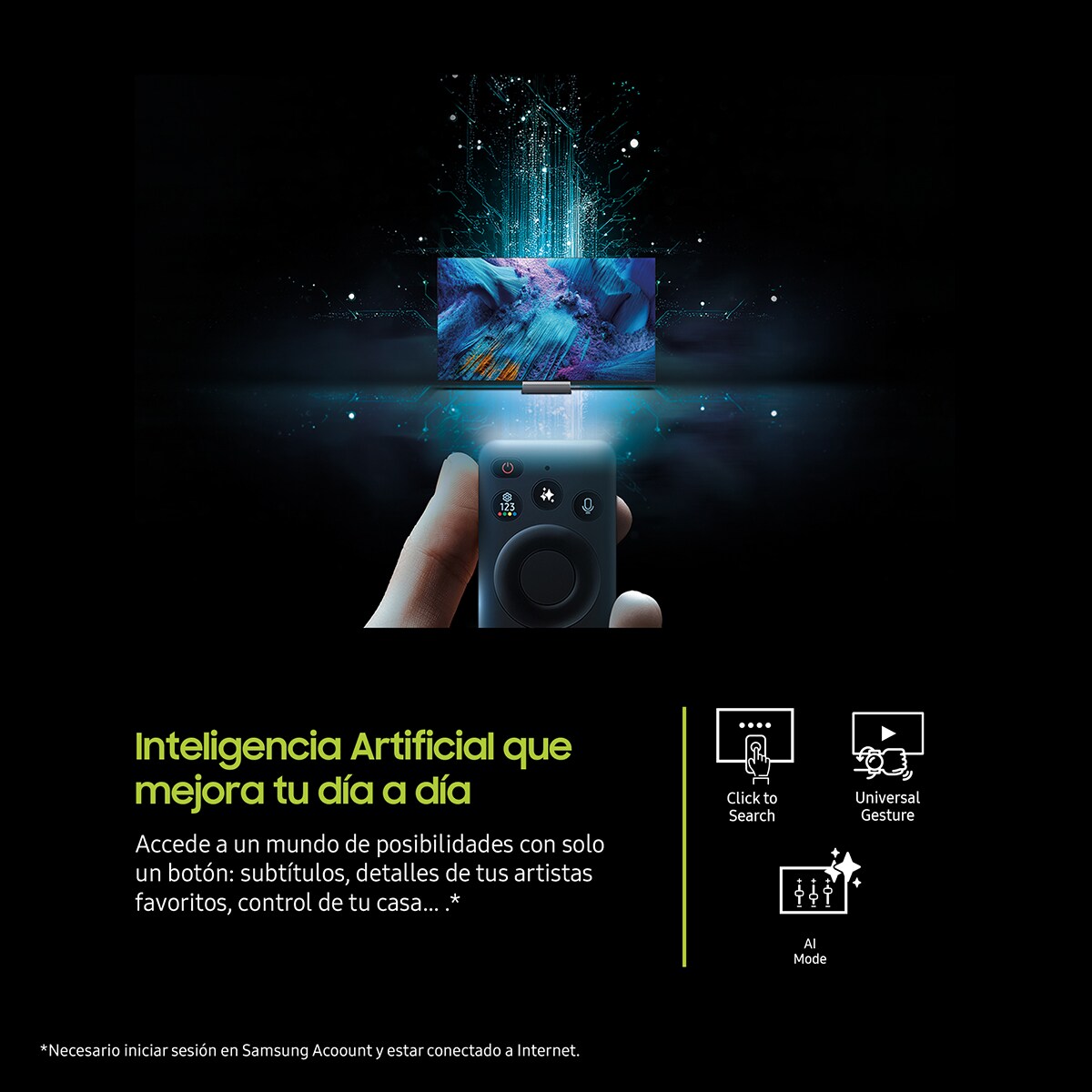 TV QLED 163cm (65") Samsung TQ65Q7FAAUXXC 4K Vision AI Quantum dot Smart TV Negro-4