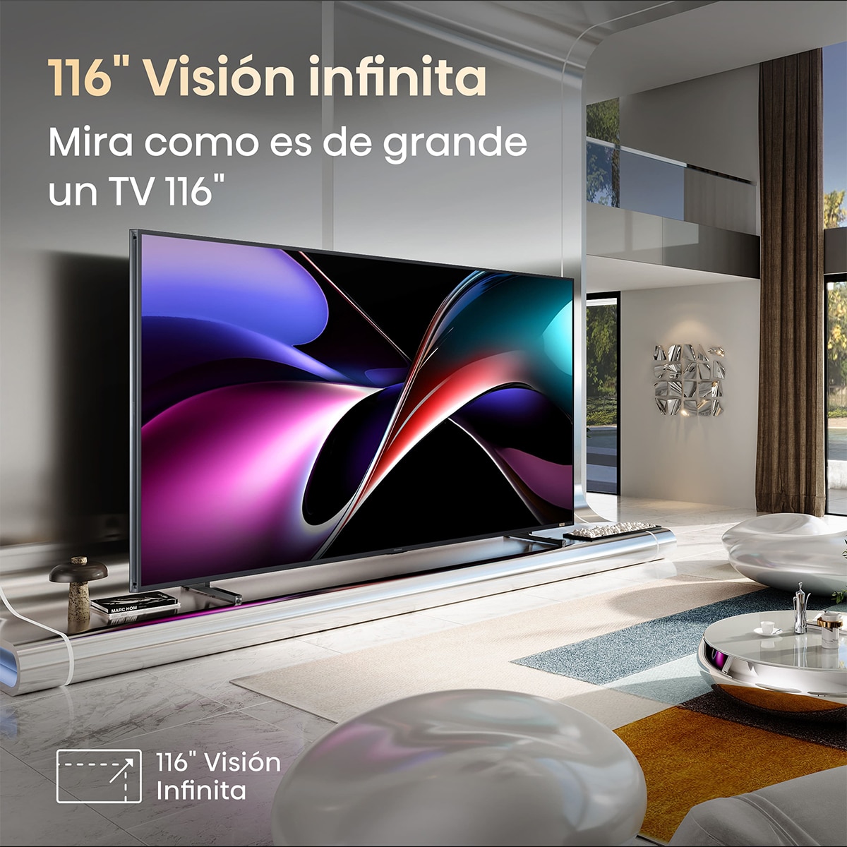 TV RGB-MiniLED 293 cm (116") Hisense 116UXQ, 4K Smart TV 165Hz, HDR Completo, Color Máster PRO, Procesador IA PRO Aluminio / Gris carbón-8