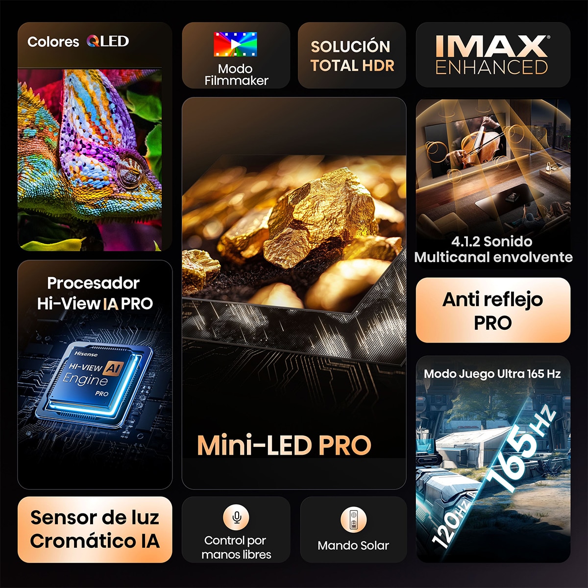 TV MiniLED 254 cm (100") Hisense 100U8Q, UHD 4K Smart TV Aluminio / Gris carbón-3