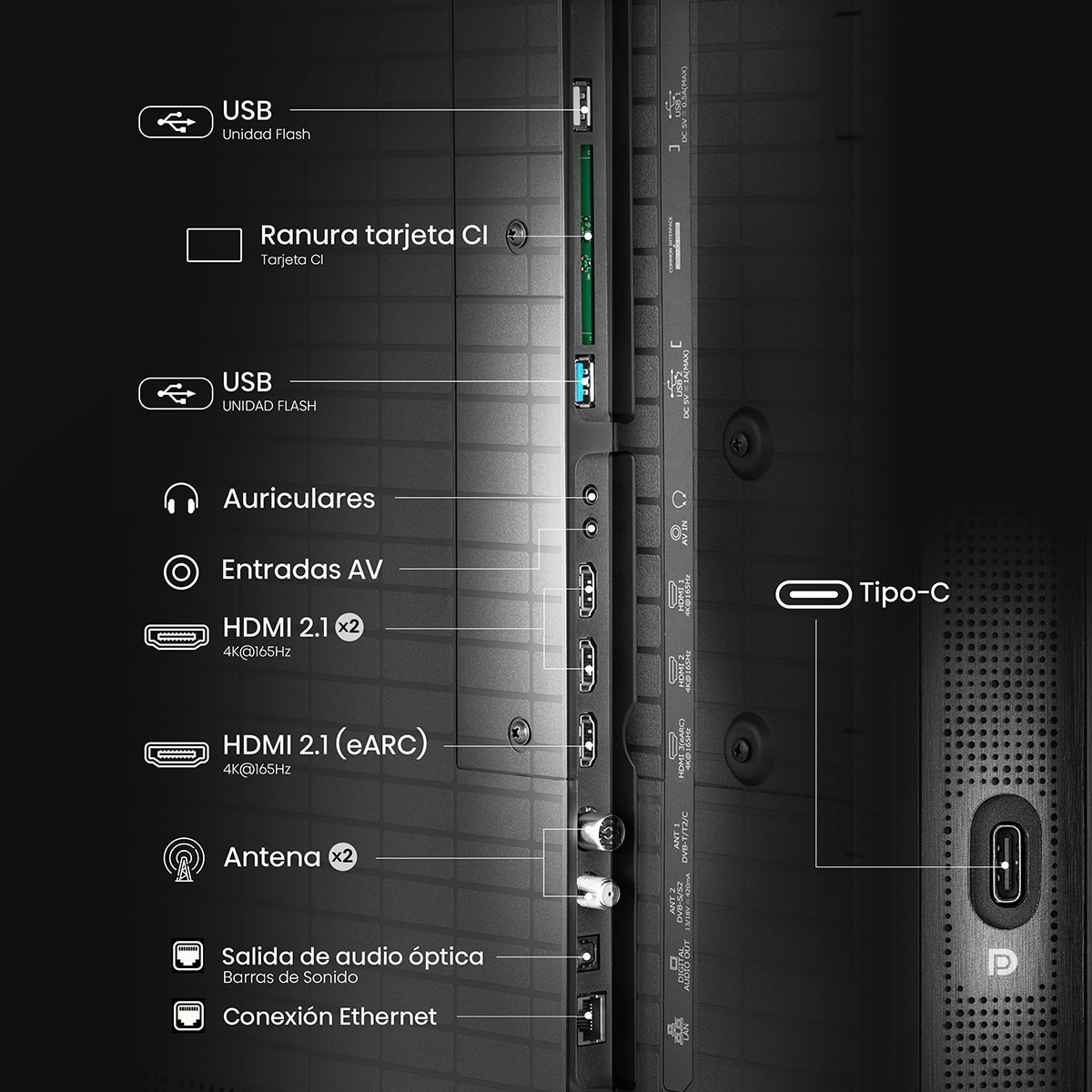 TV MiniLED 189 cm (75") Hisense 75U8Q, UHD 4K, Smart TV Aluminio / Gris carbón-5