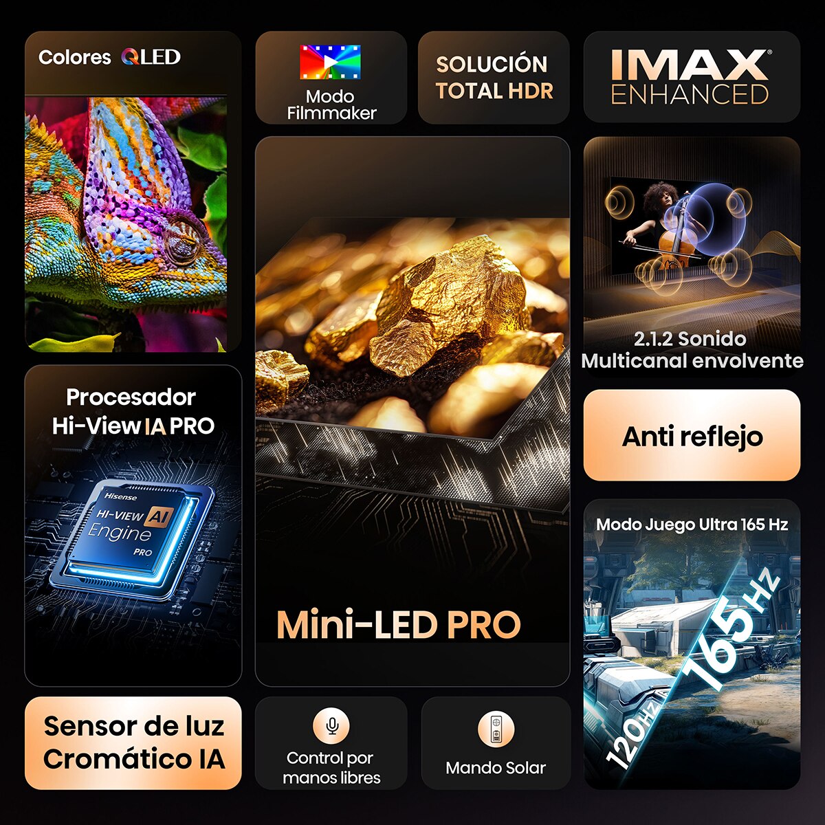 TV MiniLED 189 cm (75") Hisense 75U7Q Pro, UHD 4K, Smart TV Aluminio / Gris carbón-3