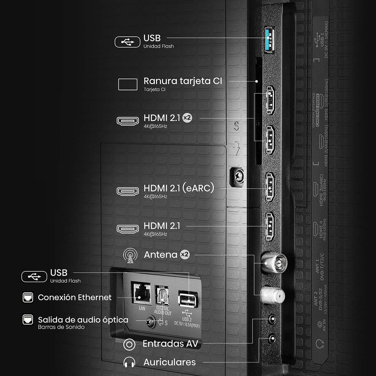 TV MiniLED 164 cm (65") Hisense 65U7Q Pro, UHD 4K, Smart TV Aluminio / Gris carbón-12