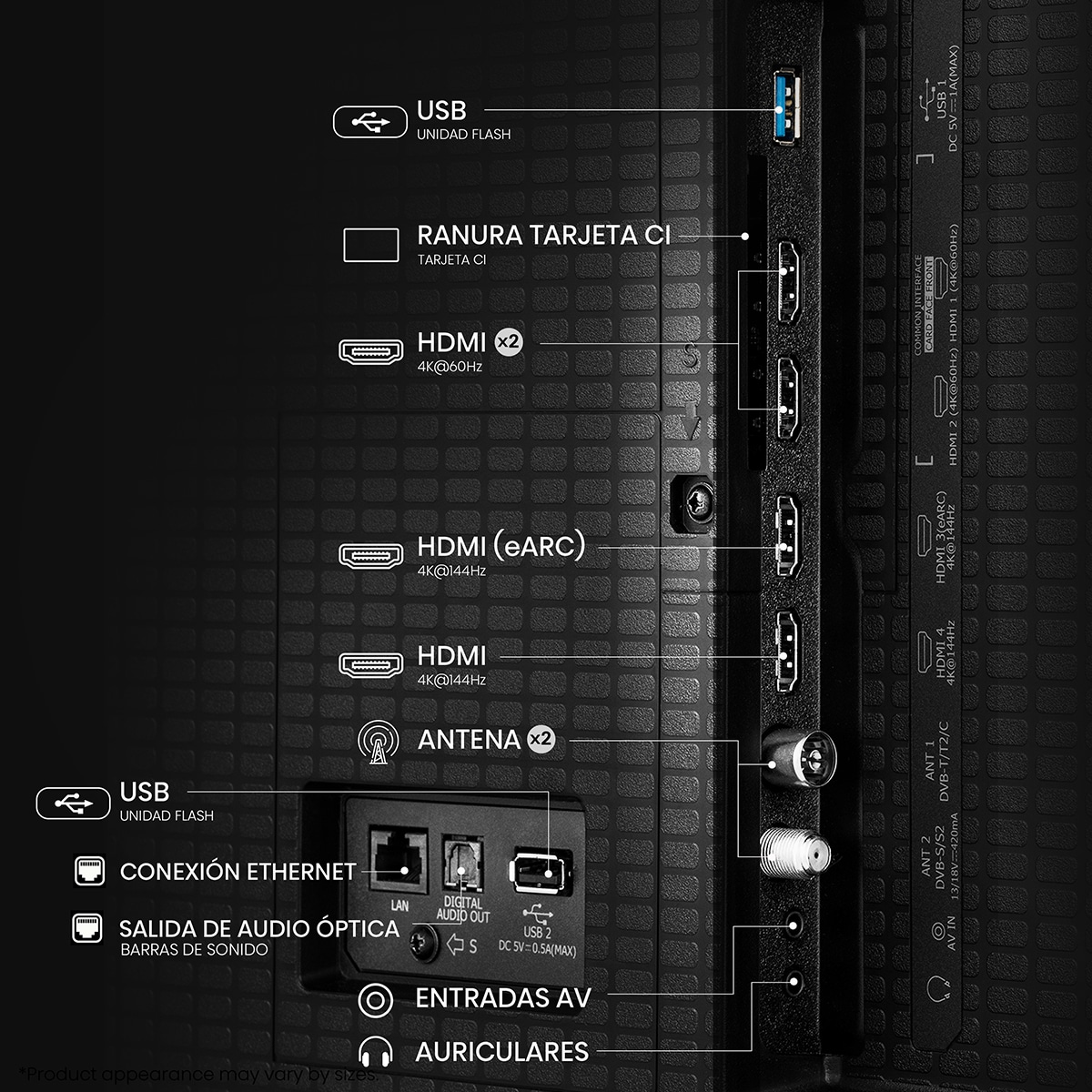 TV MiniLED 164 cm (65") Hisense 65E8Q, UHD 4K, Smart TV Gris carbón-12