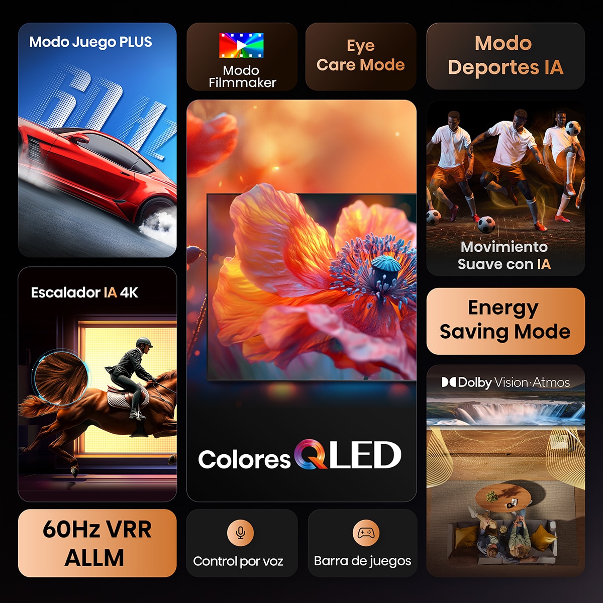 TV QLED 189 cm (75") Hisense 75E7Q, UHD 4K, Smart TV Negro-3