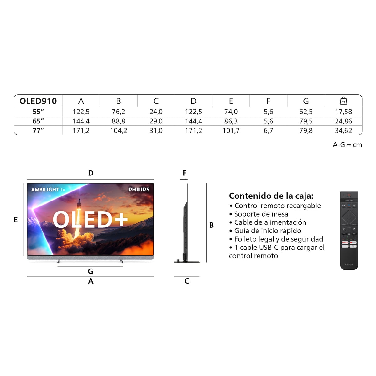 TV OLED 164 cm (65") Philips Ambilight 65OLED910/12 UHD 4K, Dolby Vision y Dolby Atmos, Google TV, Smart TV Gris-16