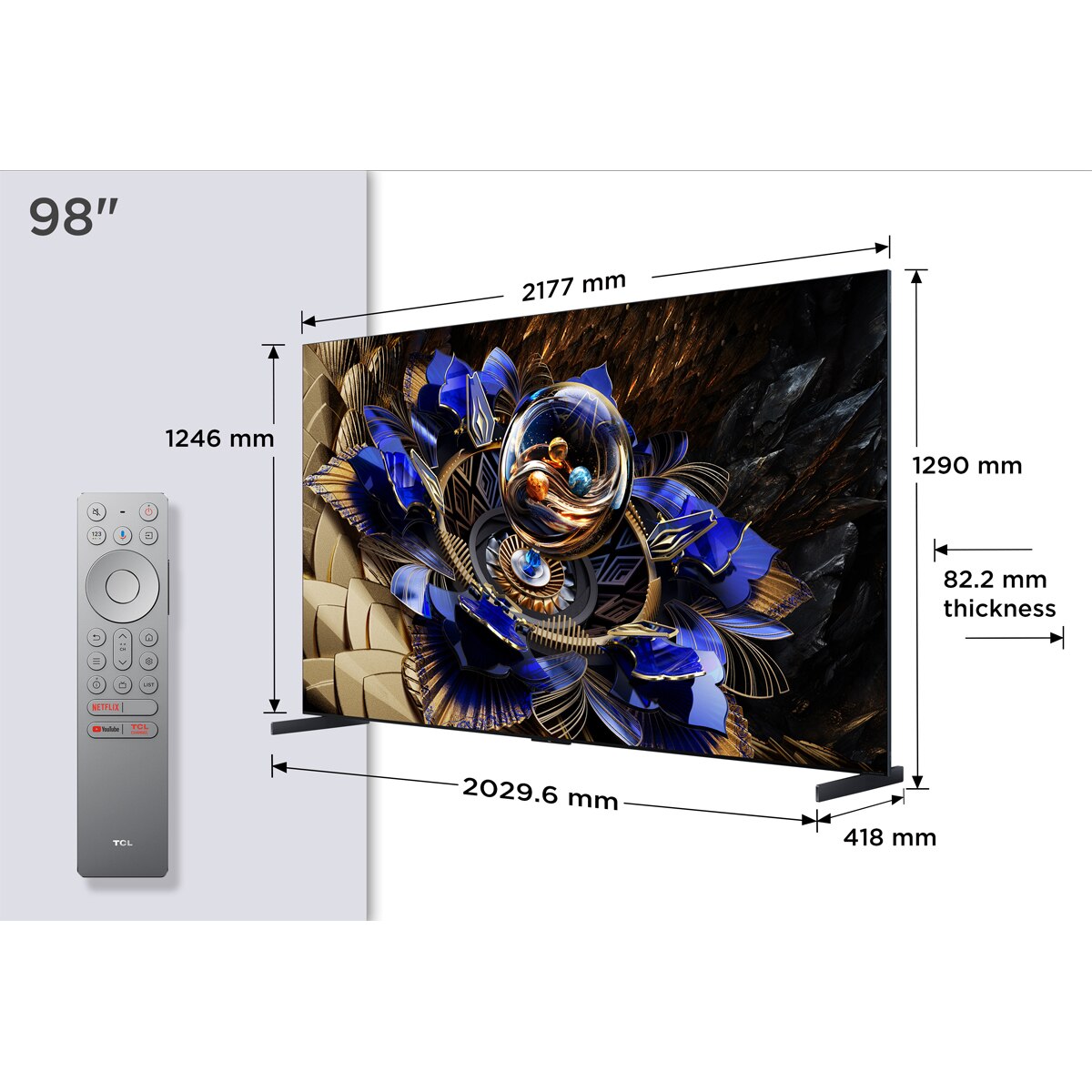 TV QD-Mini LED 248,9 cm (98") TCL 98X11K, 4K HDR Premium 6500 nits, Smart TV Google TV, compatible con Asistentes de voz Titanio-2
