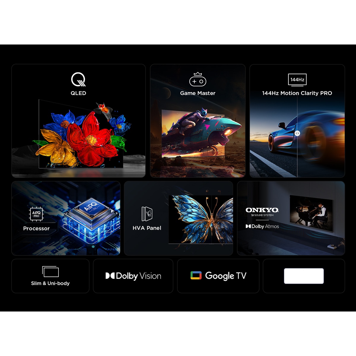 TV QLED 248,9 cm (98") TCL 98P8K, 4K HDR Ultra HD, Smart TV by Google TV, control por voz, compatible con Google Assistant, Google Cast Titanio-2