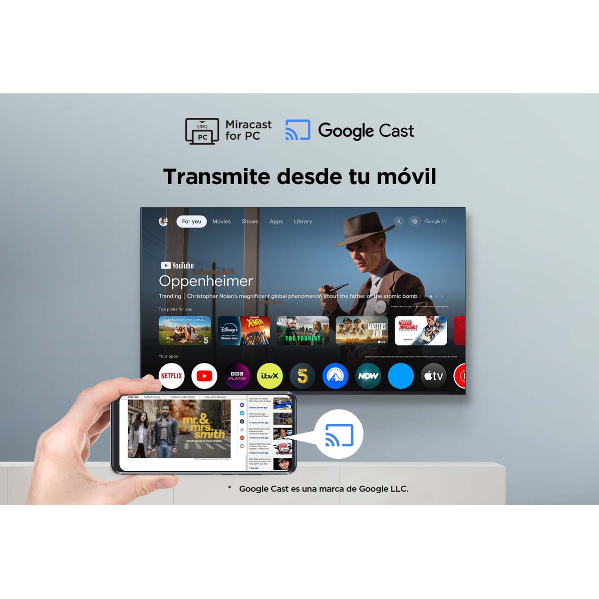 TV QLED 190,5 cm (75") TCL 75P7K, 4K HDR TV, Smart TV Powered by Google TV, compatible con Asistentes de voz Titanio-7