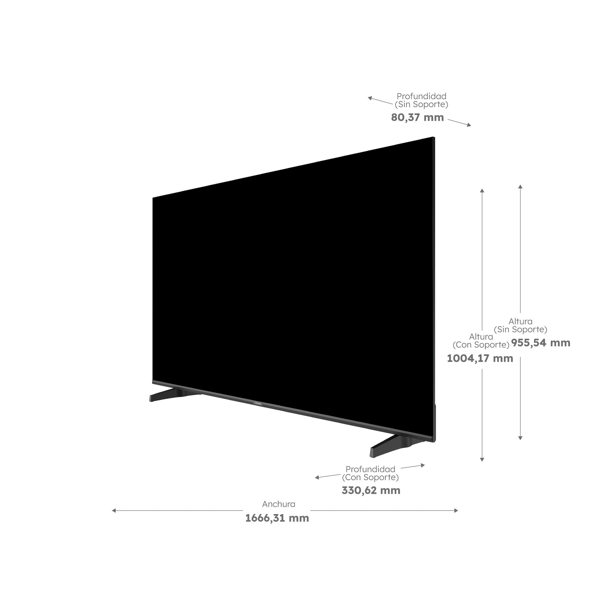 TV LED 189 cm (75") Haier H75K85FUX UHD 4K, Smart Google TV, HDR10, Dolby Audio Black-2