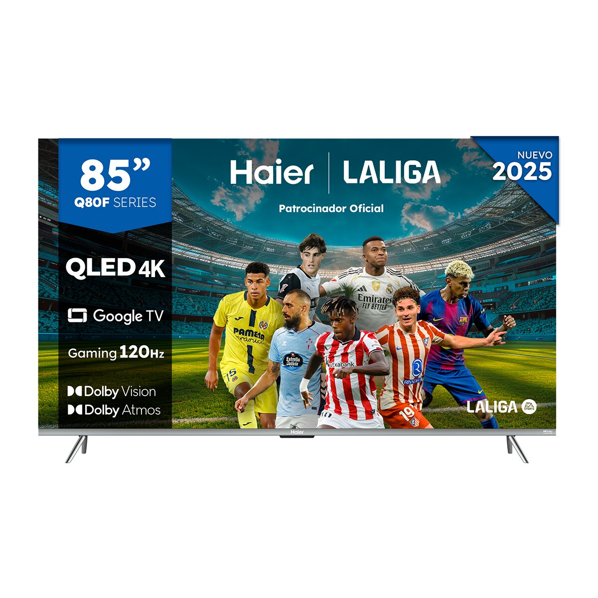 Imagen 0 de TV QLED 214 cm (85") Haier H85Q80FUX UHD 4K, Peana central, Smart Google TV, HDR10+, Dolby Atmos & Vision, Gaming 120Hz