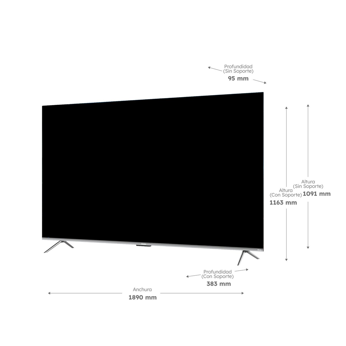 TV QLED 214 cm (85") Haier H85Q80FUX UHD 4K, Peana central, Smart Google TV, HDR10+, Dolby Atmos & Vision, Gaming 120Hz Silver-2