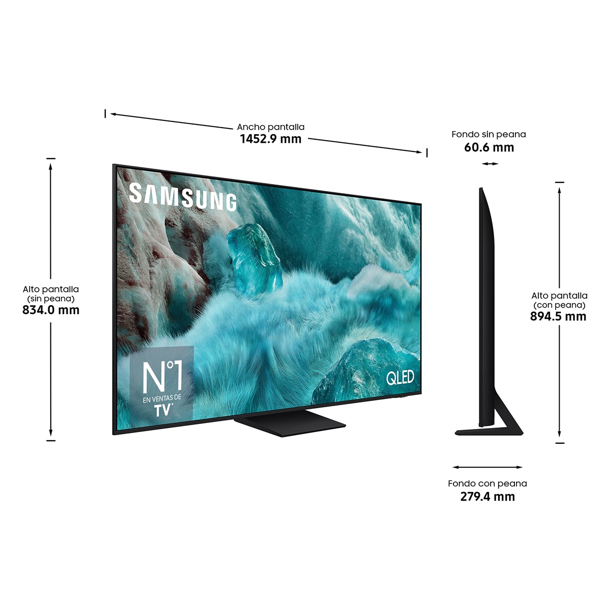 TV QLED 163cm (65") Samsung TQ65Q7F5AUXXC, 4K Vision AI Quantum dot Smart TV Negro-2