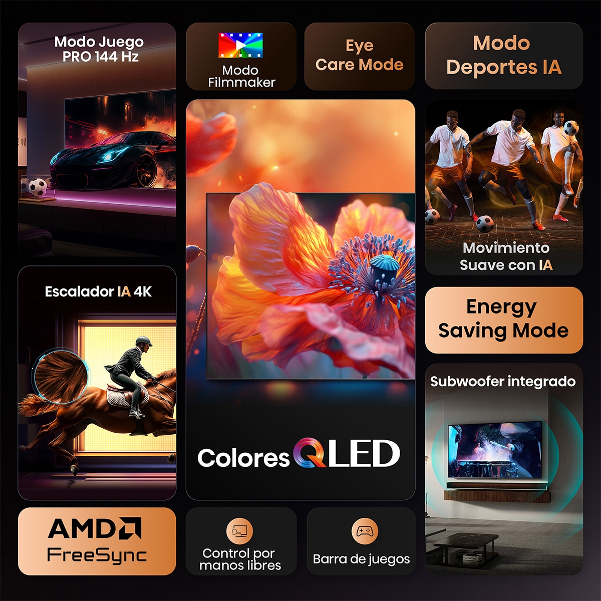 TV QLED 248cm (98") Hisense 98E7Q, UHD 4K, Smart TV con IA Negro-3