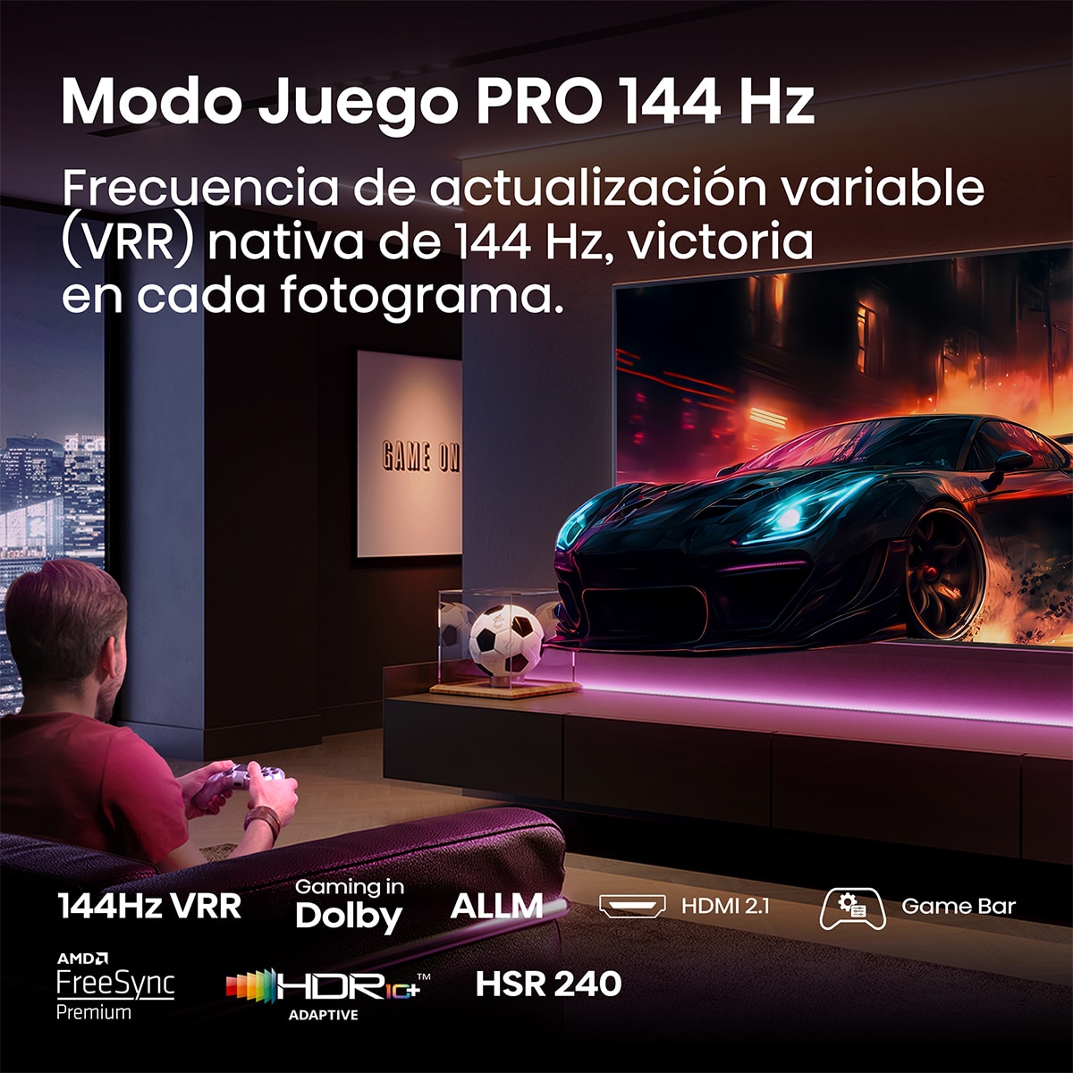 TV QLED 248cm (98") Hisense 98E7Q, UHD 4K, Smart TV con IA Negro-4