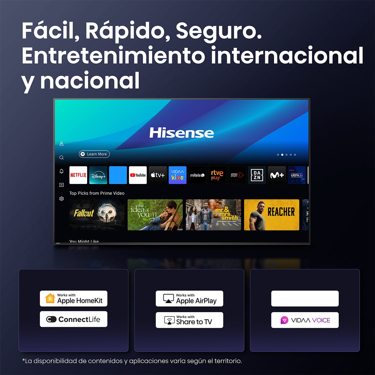 TV QLED 248cm (98") Hisense 98E7Q, UHD 4K, Smart TV con IA Negro-9