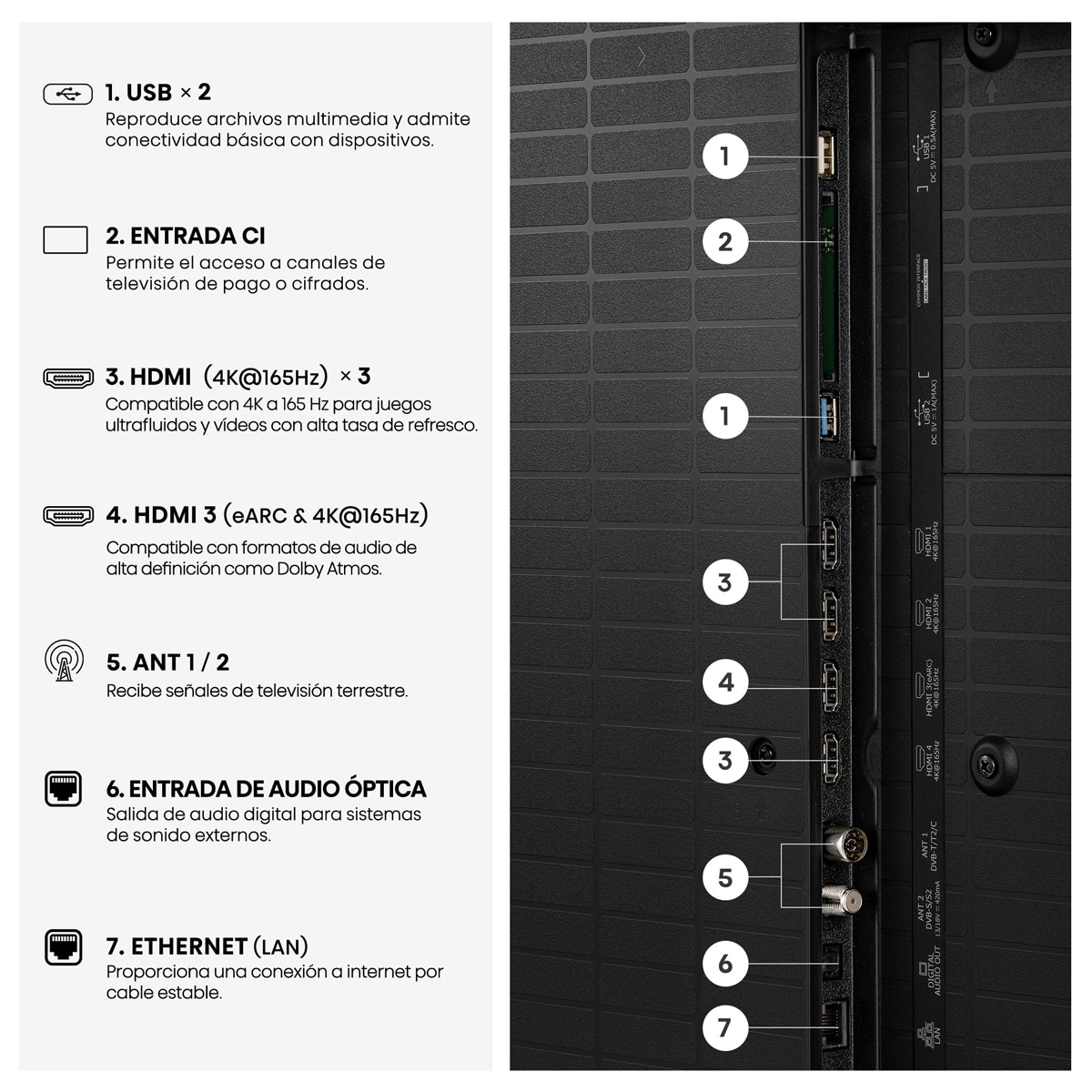 TV Mini LED 65" (164 cm) Hisense 65U7S PRO UHD 4K Smart TV con IA Aluminio / Gris carbón-13