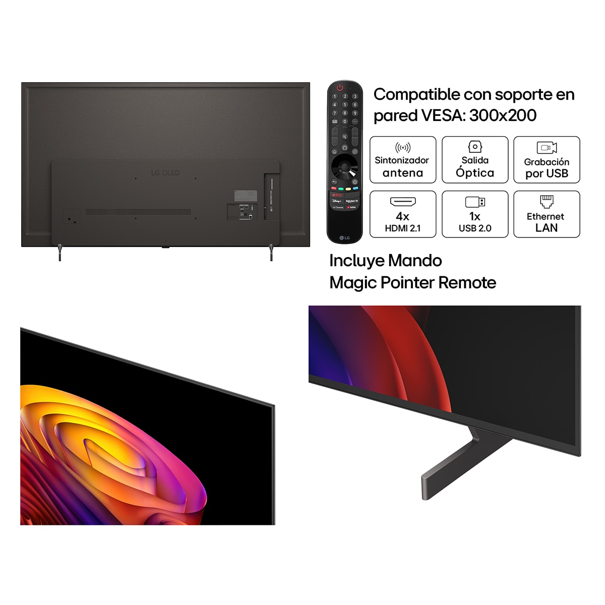 TV OLED 164 cm (65") LG OLED65B6ELC 4K, Smart TV, AI, B6 Gris oscuro / Negro-3