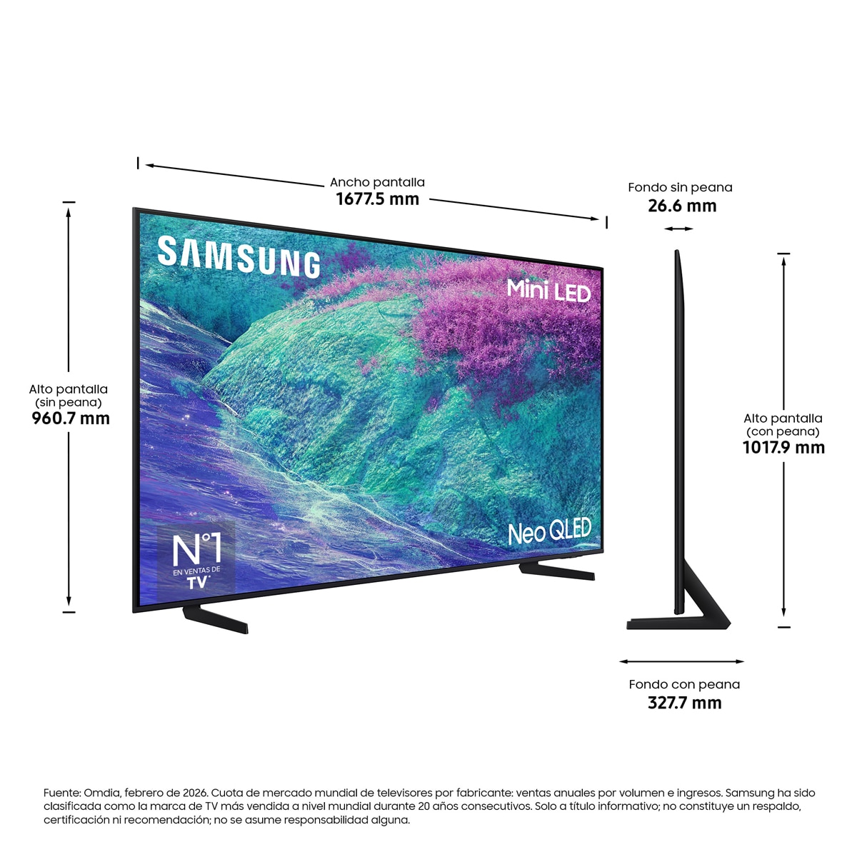 TV Neo QLED MINILED 4K 75" Samsung TQ75QN1EFAUXXC 4K AI Upscaling Pro con Inteligencia Artificial Smart TV Negro-2