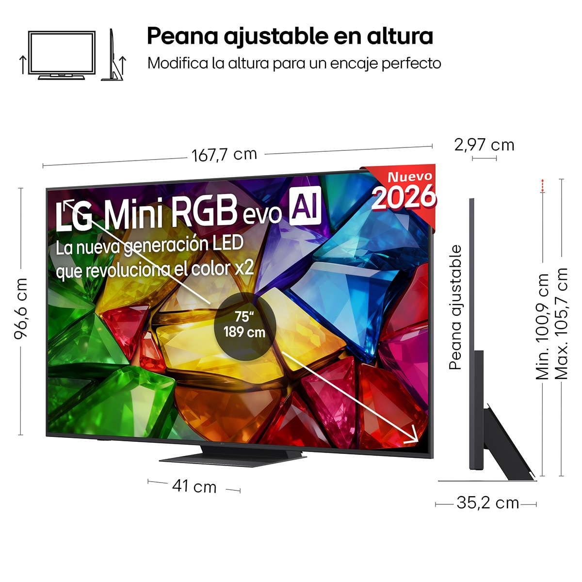 TV RGB Mini LED 189 cm (75") LG 75MRGB88B6B 4K, Smart TV, AI, MRGB88 - Gris oscuro / Negro Gris oscuro / Negro-2