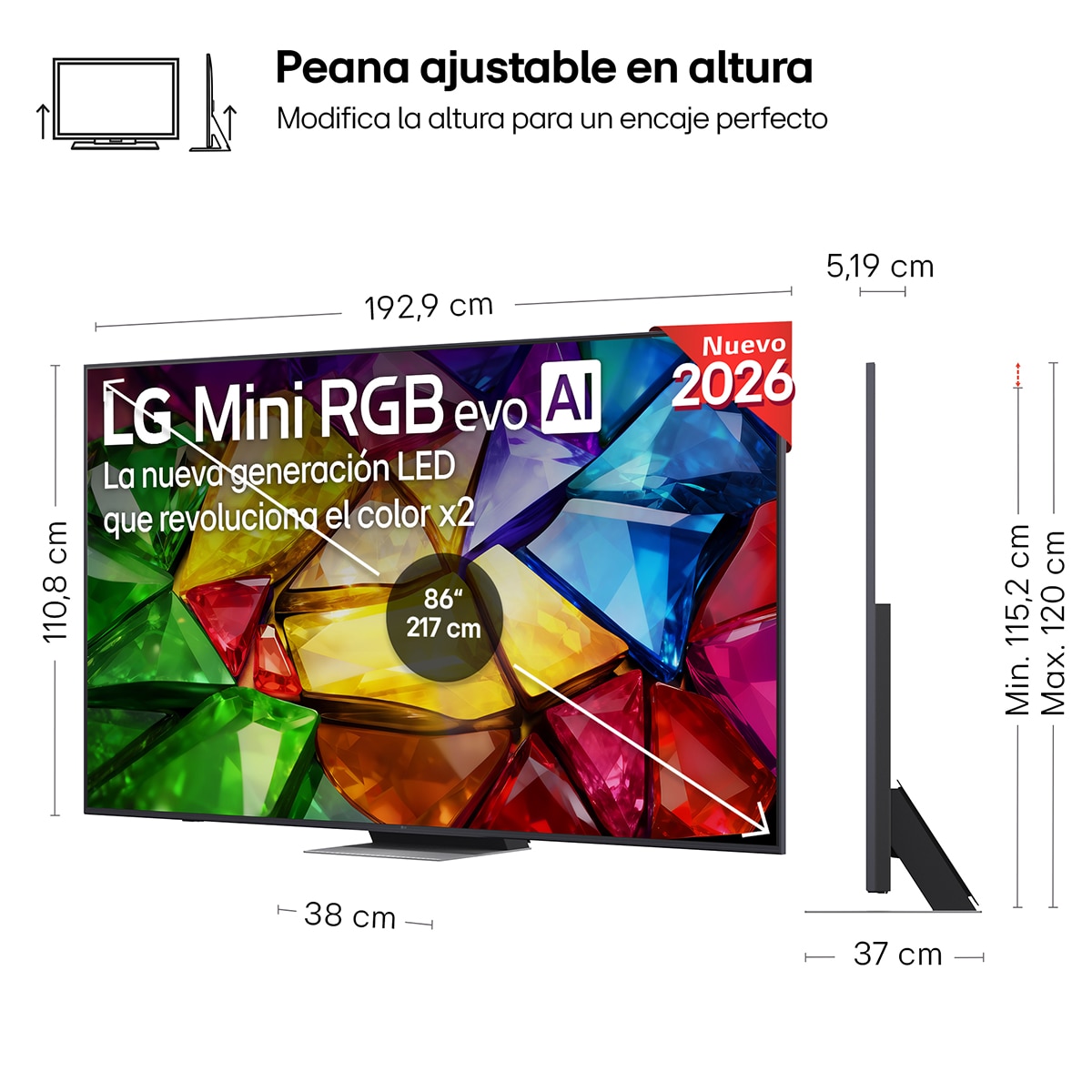 TV RGB Mini LED 217 cm (86") LG 86MRGB88B6B 4K, Smart TV, AI, MRGB88 Gris oscuro / Negro-2