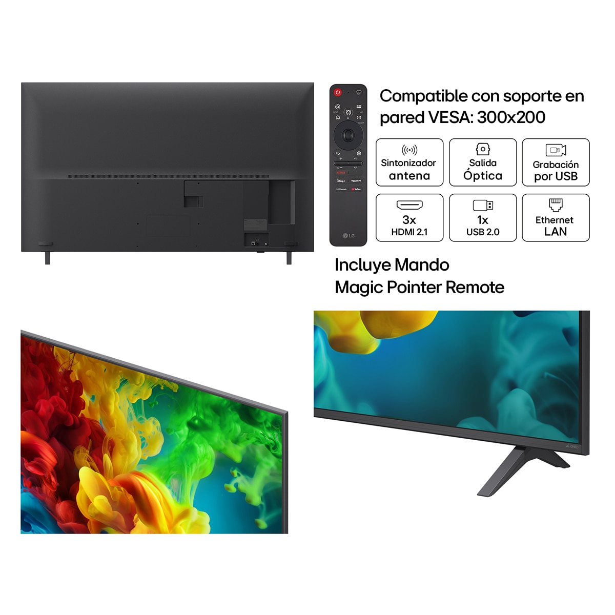 TV QNED evo Mini LED 164 cm (65") LG 65QNED82B6B 4K, Smart TV, AI, QNED82 - Gris oscuro / Negro Gris oscuro / Negro-3