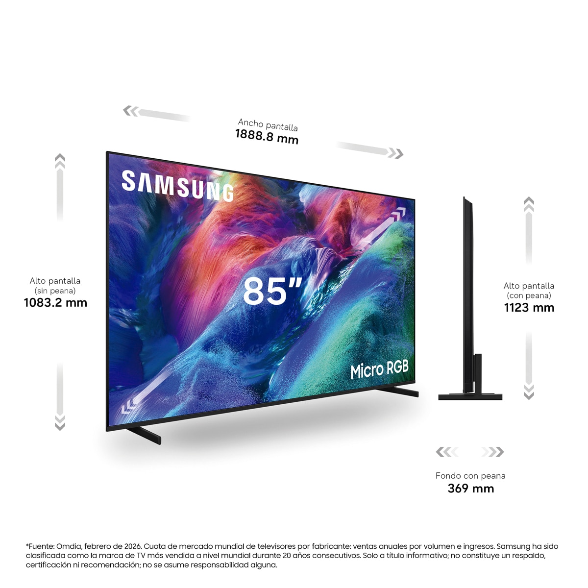 TV Micro RGB 214cm (85") Samsung TMR85R85HAUXXC 4K Smart TV con Vision AI y Football Mode Negro-2