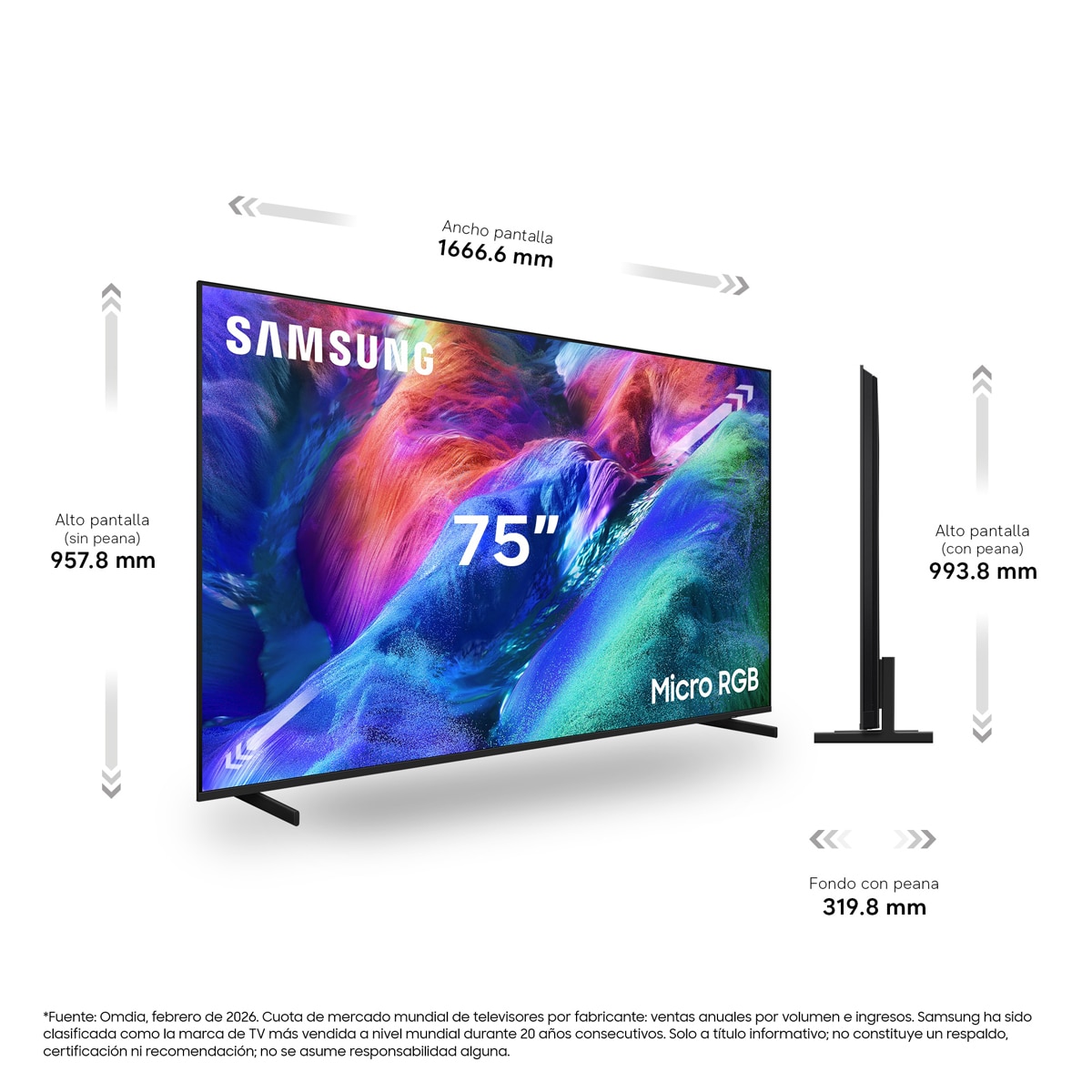 TV Micro RGB 189cm (75") Samsung TMR75R85HAUXXC 4K Smart TV con Vision AI y Football Mode Negro-2