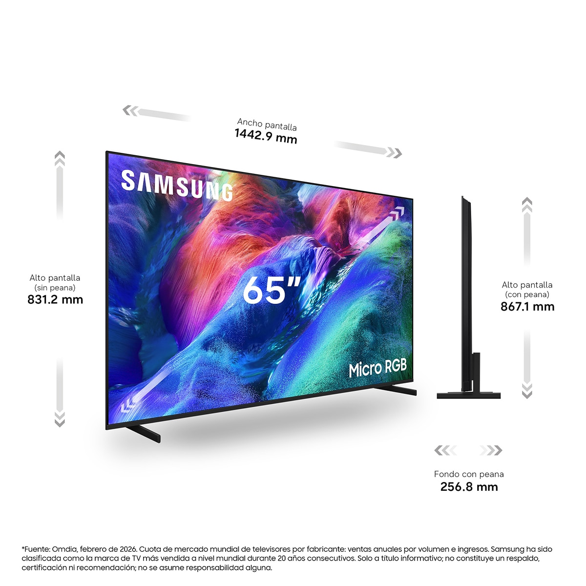 TV Micro RGB 163cm (65") Samsung TMR65R85HAUXXC 4K Smart TV con Vision AI y Football Mode - Negro Negro-2
