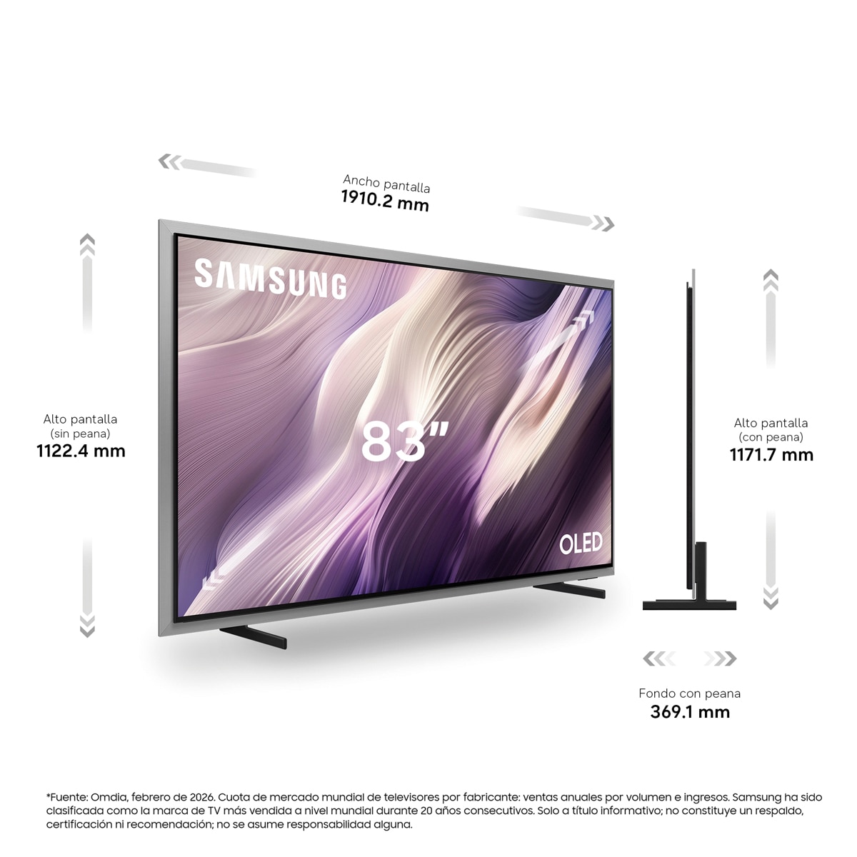 TV OLED 209cm (83") Samsung TQ83S99HAEXXC 4K Smart TV SIN reflejos con Vision AI. Modo arte Negro-2