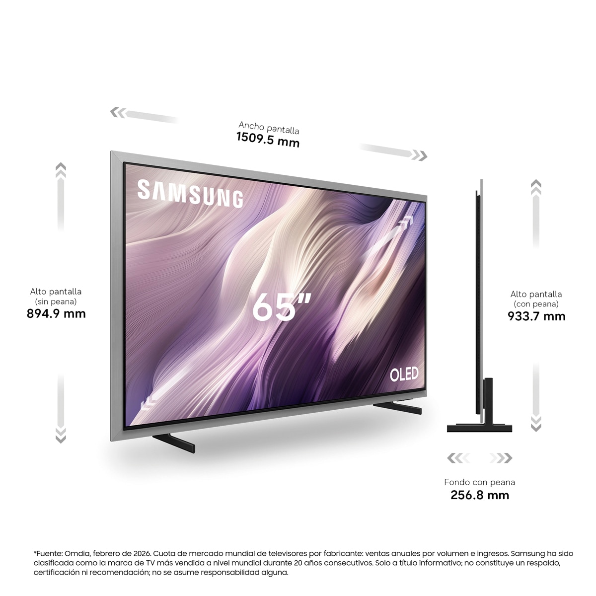 TV OLED 163cm (65") Samsung TQ65S99HATXXC 4K Smart TV SIN reflejos con Vision AI. Modo arte Negro-2
