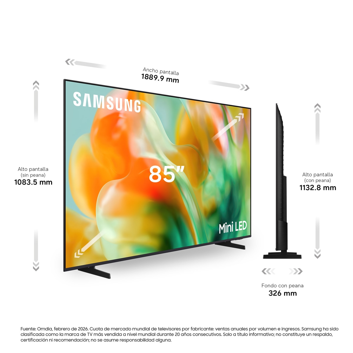 TV Mini LED 214cm (85") Samsung TU85M80HAUXXC 4K Smart TV con Vision AI 144Hz Negro-2