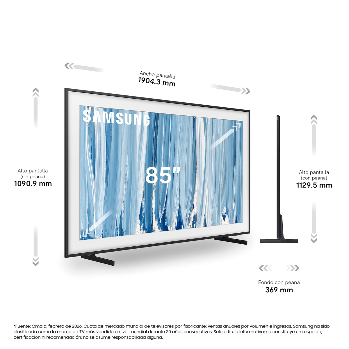 TV Neo QLED Mini LED 214cm (85") Samsung The Frame TQ85LS03HWUXXC 4K Smart TV Vision AI SIN reflejos. One connect integrado y soporte incluido Negro-2