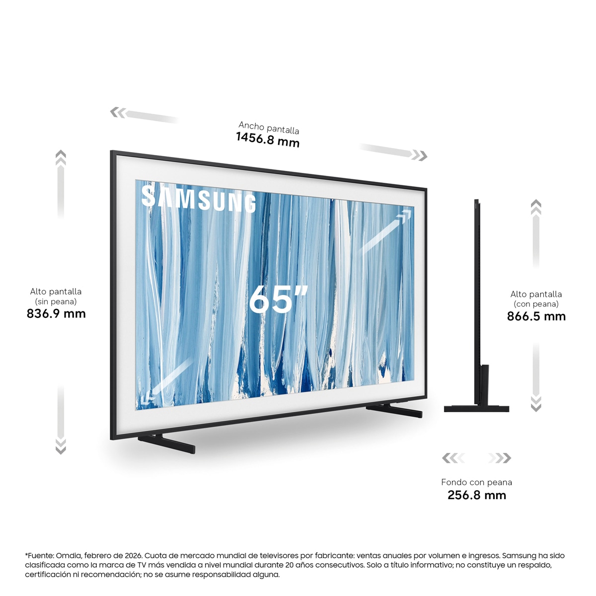 TV Neo QLED Mini LED 163cm( 65") Samsung The Frame TQ65LS03HWUXXC 4K Smart TV Vision AI SIN reflejos. One connect integrado y soporte incluido Negro-2