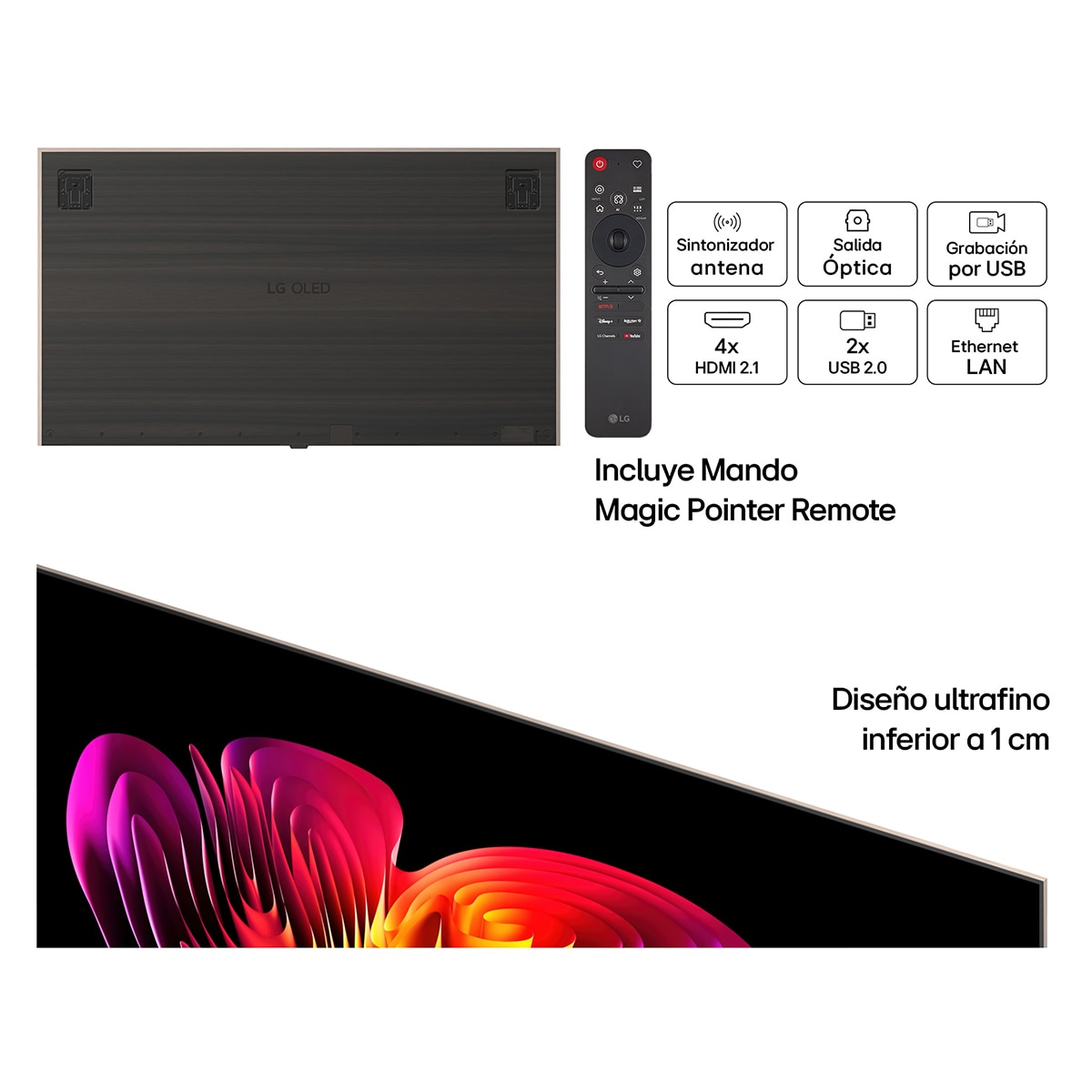 TV OLED evo 210 cm (83") LG OLED83W69LA 4K, Smart TV, AI, W6 - Gris oscuro / Negro Gris oscuro / Negro-3