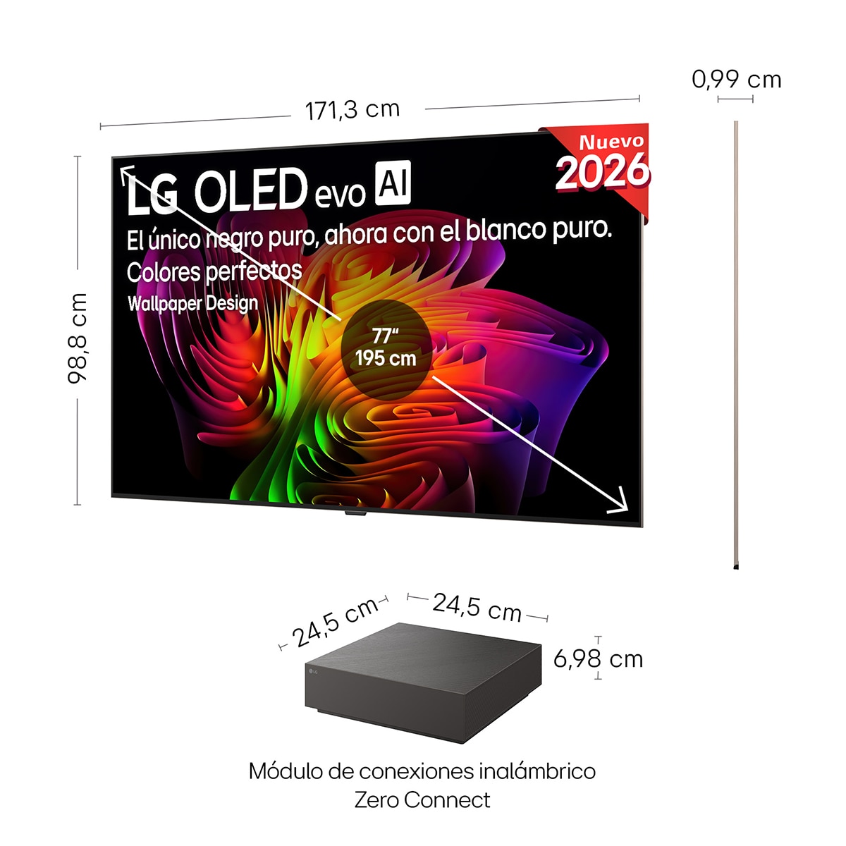 TV OLED evo 195 cm (77") LG OLED77W69LA 4K, Smart TV, AI, W6 - Gris oscuro / Negro Gris oscuro / Negro-2