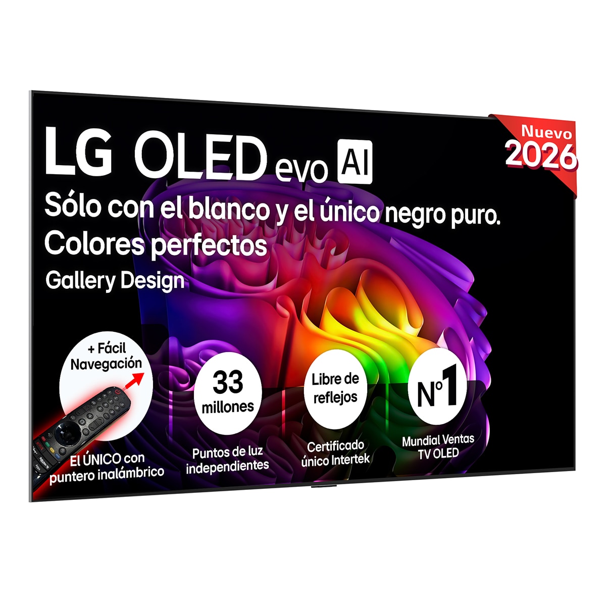 LG - TV OLED evo 210 cm (83") LG OLED83G68LW 4K, Smart TV, AI, G6, soporte pared incluido.